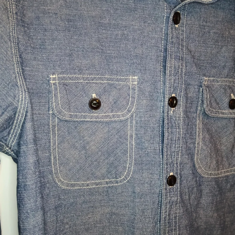 Five Brother Chambray Button Front Long Sleeve Shirt - Picture 5 of 7